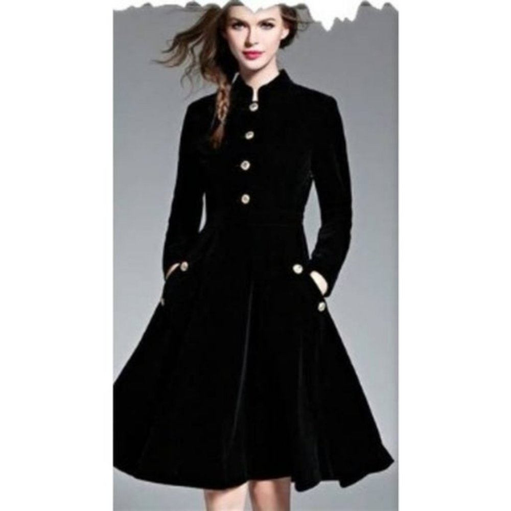 Black Velvet Coat Dress